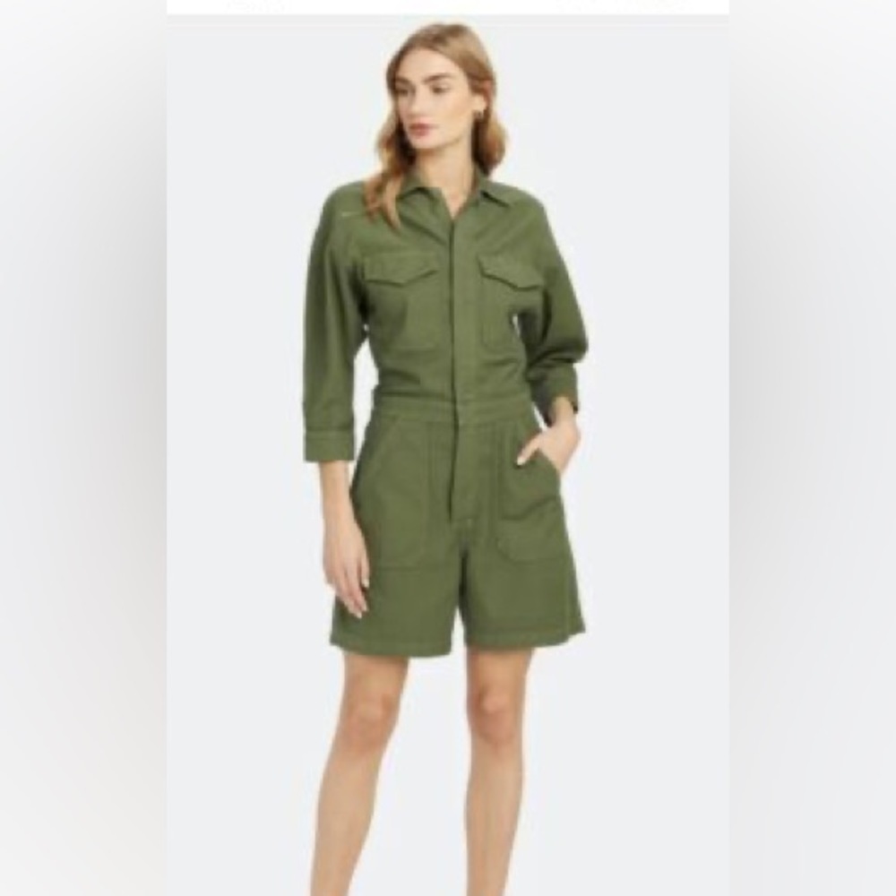 Citizens of Humanity Marta Green Shorts Romper in Laurel (2)